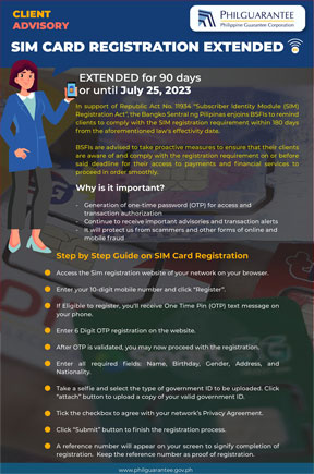 PHILGUARANTEE Advisory on SIM card registration